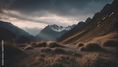 Mountain landscape in Cordillera Huayhuash. Peru