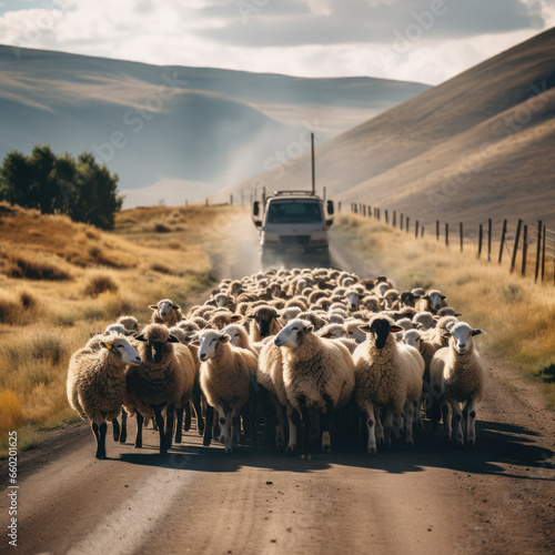 armenian sheep hearder driving sheep.
