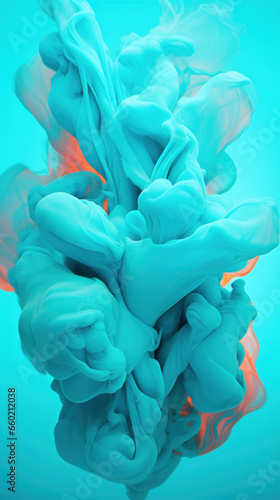 Color splash on soft turquoise background