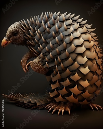 pangolin with spikes growing out back realistic 