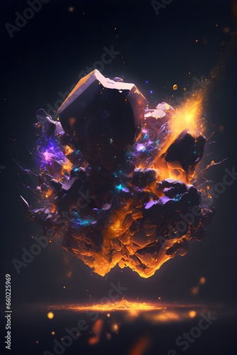 floating in the void bright twisted symbiosis of shapeless energy matter particles chaos trending on artstation colored studio light perfect crop volumetric super detailed octane render cinematic 