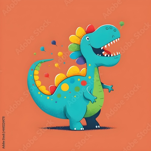 funny happy cartoon colourful dinosaur illustration vector simple clean minimalist wallpaper bright 