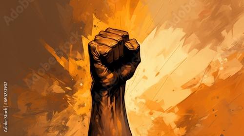 Watercolor illustration of fist, symbolizing the unyielding spirit of human rights
