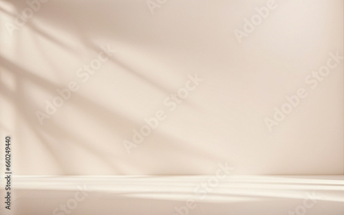 Background image for design or product presentation, with a play of light and shadow, in light, warm neutral tones