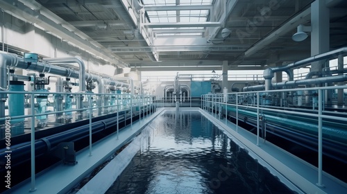 Biological water treatment plant, Industrial wastewater treatment plant purifying water before it is discharged.