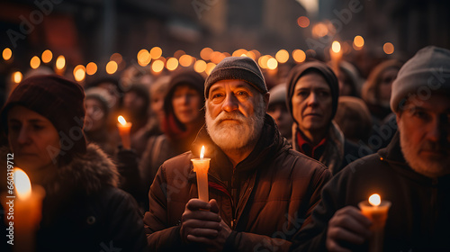 People holding candles during a vigil
