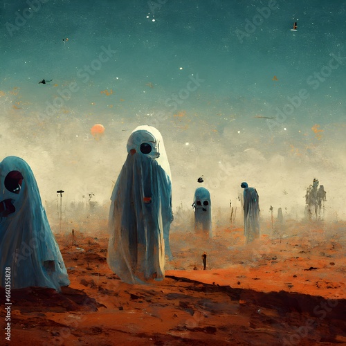 sad ghosts and zombies space and desert 