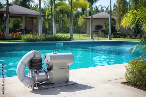pool pump system beside a clean, inviting pool