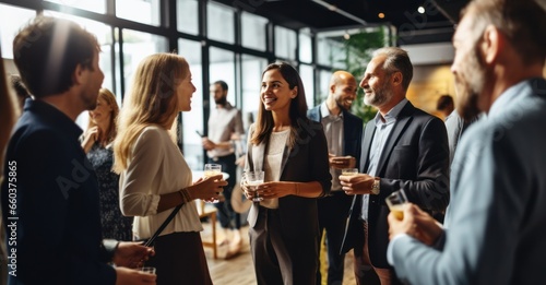 Professionals forging connections at a business networking event