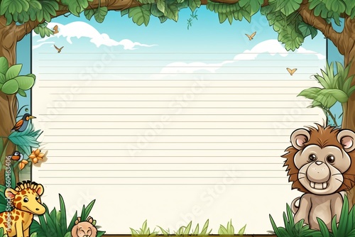 A zoo and animals themed banner design with frame and copy space