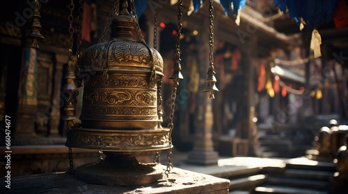 Prayer wheel in ancient complex in Kathmandu Nepal