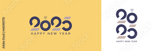 Happy new year 2025 with minimalist logo number. 2025 new year celebration