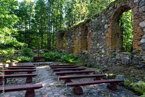 Zvarde lutheran church ruins, Latvia. Still active, open - air church.