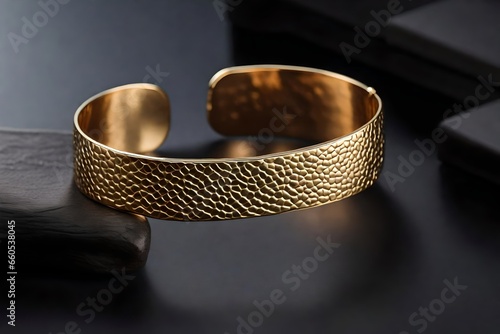 Minimalist cuff bracelet with a hammered texture, modern elegance