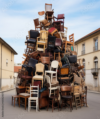 pile of chairs, Madrid, 2001
