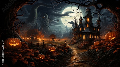 Halloween night scary scene