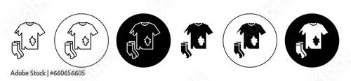 Textile waste icon set. recycle clothes vector symbol. old cloth sign in black filled and outlined style.