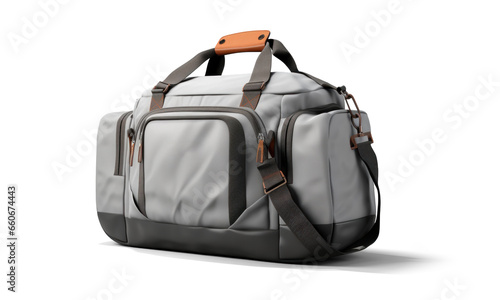 classic fabric travel bag with straps, png file of isolated cutout object with shadow on transparent background.