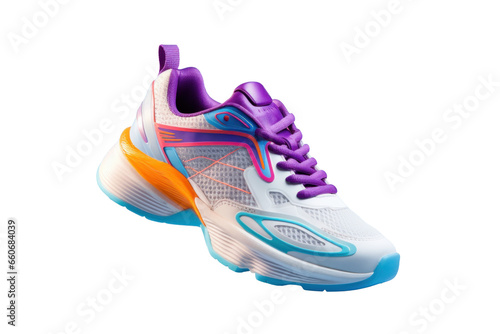 colorful cool running sneakers mockup, png file of isolated cutout object with shadow on transparent background.