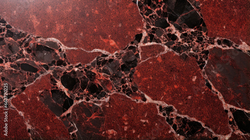 Closeup of a bold red Porphyry with speckles of gray and black, creating a marbled effect. The texture is smooth and adds a pop of color to any design.