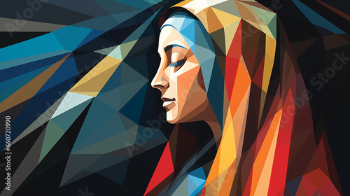  Virgem Maria geométrico, simbolo da fé cristã católica 