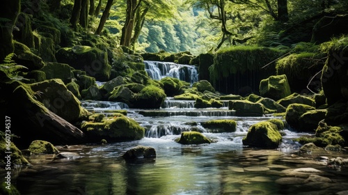 Waterfall in forest natural landscape