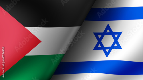 Israel vs Palestine (War crisis , Political conflict). country flag illustration