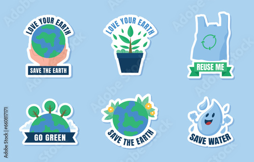 set of ecology stickers design