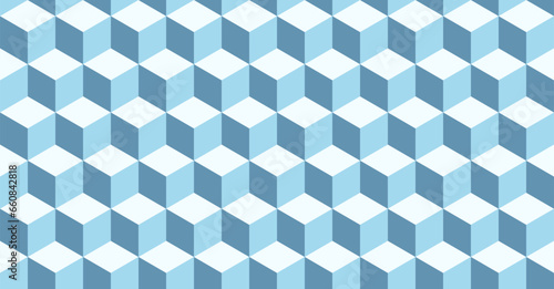 Isometric cube grid seamless pattern. Cubic isometric hexagon grid texture. Rhombus mesh background. Geometric squared pattern. Vector illustration.