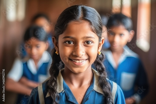 rural school girl giving happy expression