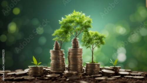 ESG concept of environmental, social, and governance.ESG small tree on stack coins idea for esg investment sustainable organizational development. account the environment.