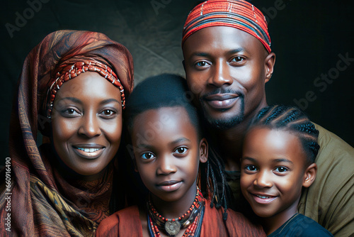 Enchanting Kenyan family with children in traditional attire, expressing unity and generational bonding.