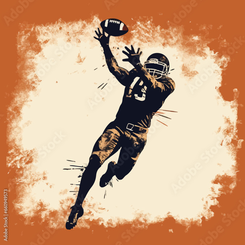 sports football touchdown silhouette distressed. Created using Generative AI Technology