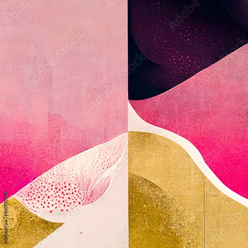 wealth abundance money easiness effortlessness deep spirituality inspiration freedom pink white mauve gold details graphic design modern contemporary detailed intricate ink illustration bright 