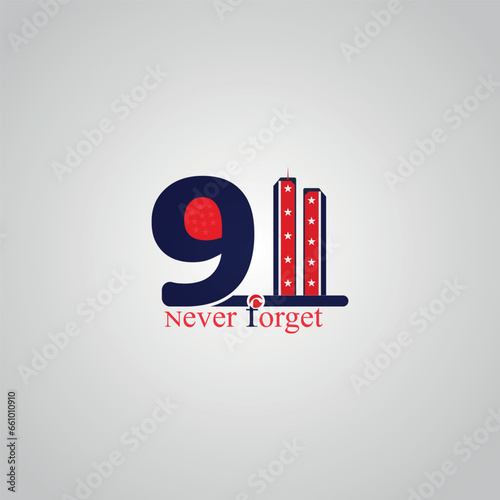 USA Patriot Day 9.11 Never Forget September 11, 2001 conceptual illustration. Patriot Day USA poster or banner