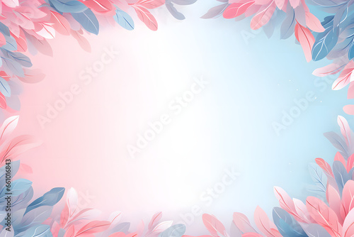 Pastel leaves surround a radiant blue to pink gradient center