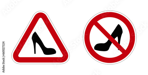 chaussures talons interdit panneau rouge rond triangle barré