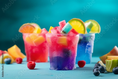 Frozen treat with vibrant colors, cool and refreshing, perfect for summer. Generative AI