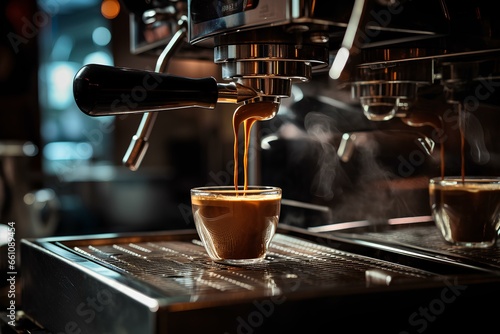 coffee machine extracting coffee 