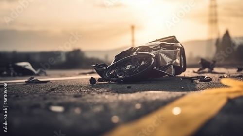 Illustration of car crash road accident. Horizontal background.
