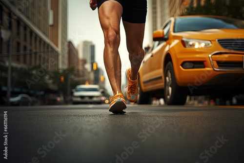 A lonely runner on the street