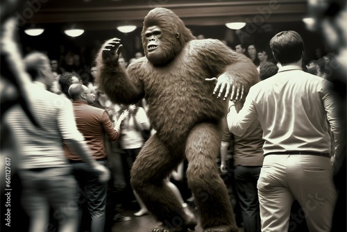 Bigfoot dancing at a disco circa 1978 photographic hyperdetailed extremely reaslistic 