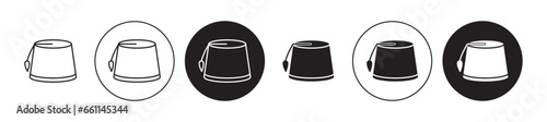 Fez hat line icon set. Morocco tarboosh turkish cap icon in black color. Lebanon lebanese hat icon in black color for ui designs.