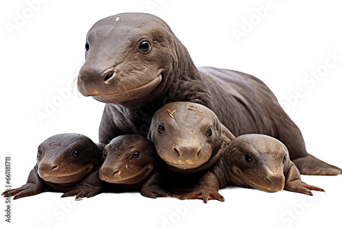Platypus Family Portrait on isolated background