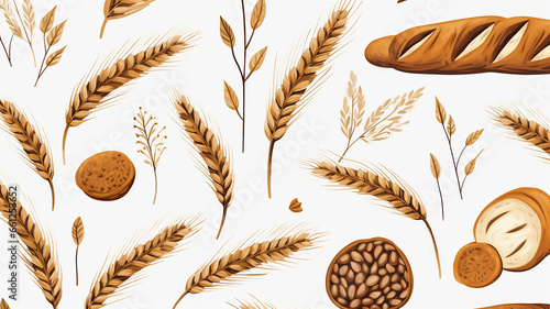 Abstract Baker Utensils and Wheat Hand Drawn Vector Design