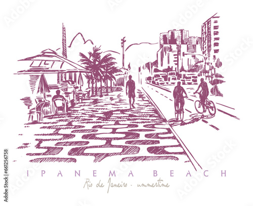 Vector illustration of Rio de Janeiro landscape. Drawing in scribbled style, with irregular lines. Illustration for posters, t-shirts and etc ...