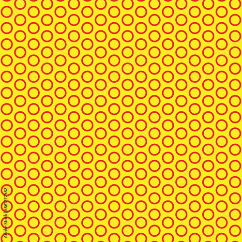 abstract seamless red circle repeat pattern with yellow bg.