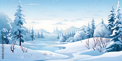 Winterscape of pine forest with snow