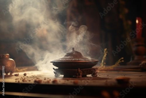 close up shot of incense smoke in a room