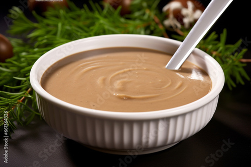 Homemade turkey gravy for Thanksgiving or Christmas dinner